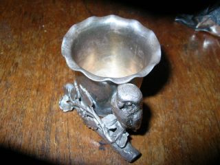 antique silver figural toothpick holder OWL leaves Hartford 2752 napkin ring 3