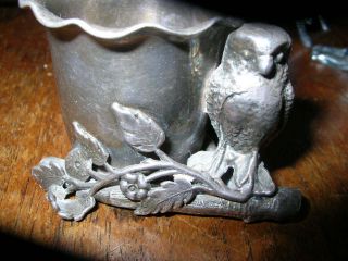 antique silver figural toothpick holder OWL leaves Hartford 2752 napkin ring 4
