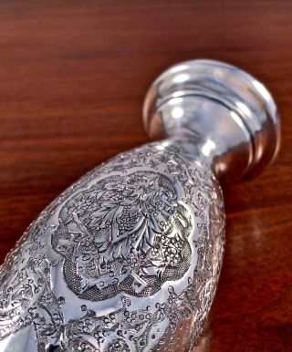 PERSIAN ISLAMIC SOLID SILVER HAND CRAFTED VASE: SIGNED 191G 3