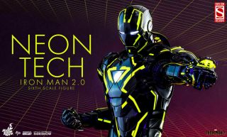 Sdcc San Diego Comic - Con 2019 Sideshow Hot Toys Neon Tech Iron Man 2.  0 Figure