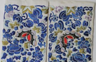 Antique Chinese Qing Dynasty 19th Century Silk Embroidered Sleeves Butterflies 2