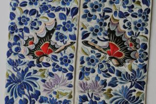 Antique Chinese Qing Dynasty 19th Century Silk Embroidered Sleeves Butterflies 3