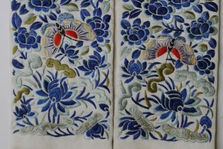 Antique Chinese Qing Dynasty 19th Century Silk Embroidered Sleeves Butterflies 7
