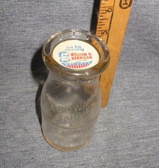 Vintage Glass Meadowmoor Dairy Milk Bottle Harrison President Cap