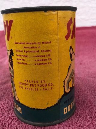Rare Vintage SKIPPY Brand Dog Food & Cat Food Tin Can Paper Label Bank Made USA 2