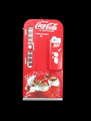 Coca - Cola Kurt Adler Vending Machine Holiday Christmas Ornament Santa W/ Bottle