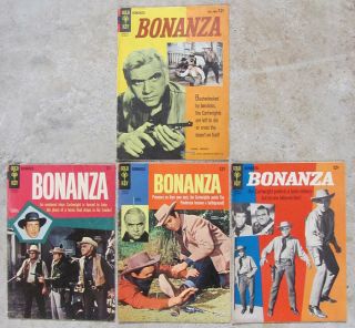 Four 1964 - 5 Bonanza Comics.  10,  12,  16,  17 Still With Adam (pernell Roberts)