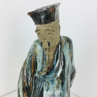 Vintage Chinese Clay Oriental Mudman Figure Statue Shiwan blue glaze Mud Man 2