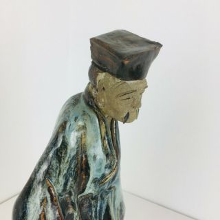 Vintage Chinese Clay Oriental Mudman Figure Statue Shiwan blue glaze Mud Man 6