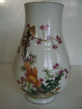 Very Fine Rare Chinese Antique Vase Prunus Blossom Bird Decoration
