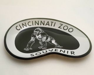 Vintage Cincinnati Ohio Zoo Gorilla Smoked Glass Ashtray/ring Holder 1960s Era