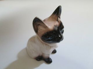 Vintage Enesco Ceramic Siamese Cat Figurine Blue Eyes Made In Korea