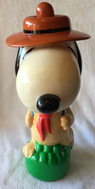 Vintage Peanuts Snoopy Plastic Bubble Bath Bottle Beagle Scout Z