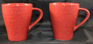 2009 Starbucks Design House Stockholm Red Heart Coffee Mugs 12 Oz Set Of 2