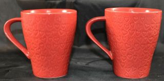 2009 Starbucks Design House Stockholm Red Heart Coffee Mugs 12 Oz Set of 2 2