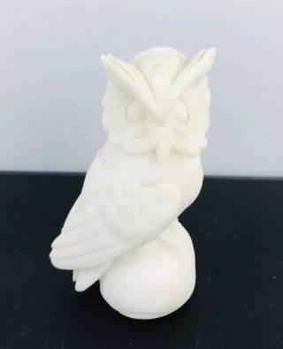 Vintage White Alabaster Owl Hand Made In Italy 4.  5”