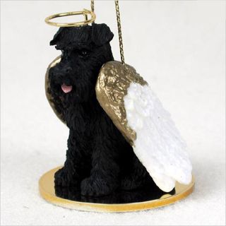 Schnauzer Ornament Angel Figurine Hand Painted Black Uncropped