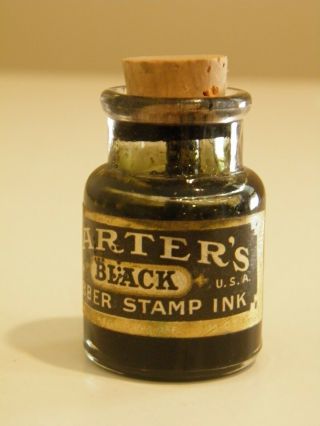 Carters Black Rubber Stamp Ink.  Labeled Ink Bottle
