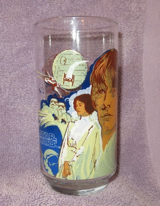 Vtg 1977 Star Wars Luke Skywalker Coca Cola Burger King Glass Lt Ed