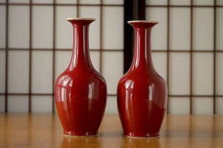 Chinese 18th - 19th Century Lang Yao Sang De Boeuf Ox Blood Vases