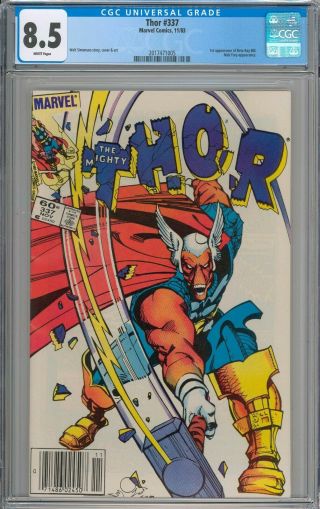 Thor 337 Cgc 8.  5 Vf,  Newsstand Variant 1st Appearance Of Beta Ray Bill White