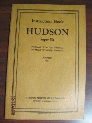 Hudson - Six Instruction Book 1927
