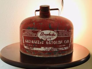 Brookins Galvanized Metal Gas Can 2.  5 Gallon Model 692 1/2 Vintage
