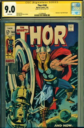 Thor 160 Cgc 9.  0 White Pgs Ss Stan Lee Signed - Jack Kirby Art - Galactus Vs Ego