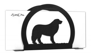 Swen Products Great Pyrenees Dog Black Metal Letter Napkin Card Holder