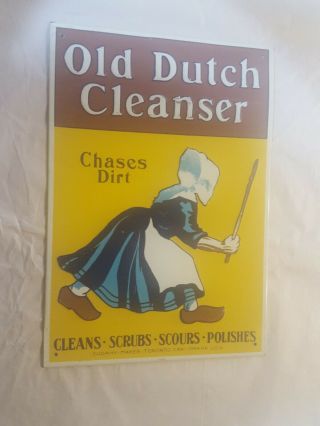 Vintage " Old Dutch Cleanser " Metal Advertising Sign 13 " X 9 "