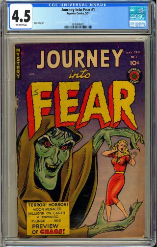Journey Into Fear 1 Matt Baker Art Pre - Code Horror Superior Comic 1951 Cgc 4.  5