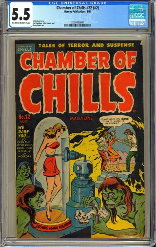 Chamber Of Chills 22 (2) Good Girl Cover Pre - Code Horror Harvey 1951 Cgc 5.  5
