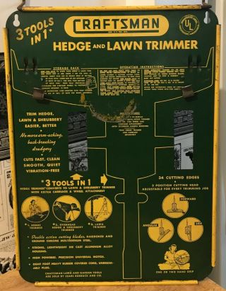 Vintage Craftsman Hedge And Lawn Trimmer / Tool Metal Sign / Display