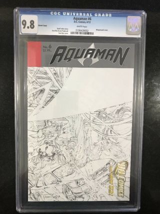 Aquaman 6 Sketch Cover / 52 / Cgc 9.  8 / April 2012 / Dc Comics