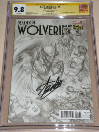 Death Of Wolverine 1 Ross Sketch Variant 1:300 Cgc Ss 9.  8 Signed By Stan Lee