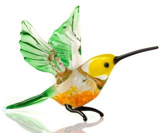 Nr Hummingbird Green,  Figurine,  Blown Glass " Murano " Art.  Made In Russia