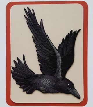 Raven,  Crow Flying,  Bird Embroidered Patch 4.  8 " X 5 "
