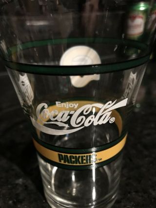 2 Green Bay Packers NFL Football Collectible Coca Cola Vintage Glasses 5