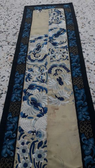 Antique Old Chinese Silk Embroidery Double Panel Bats Religious Symbols 2