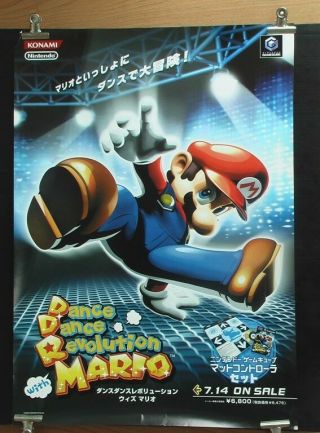Dance Dance Revolution With Mario Gc Video Game Advertising Poster From Japan