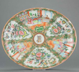 36cm Antique 19c Chinese Porcelain Armorial Cantonese Famille Rose Charg.