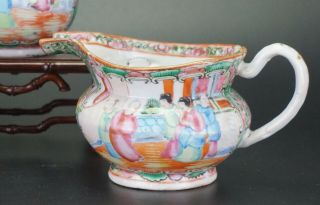 SET of Antique Chinese Canton Famille Rose Porcelain Sugar Bowl Milk Jug 19th C 4