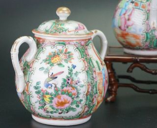 SET of Antique Chinese Canton Famille Rose Porcelain Sugar Bowl Milk Jug 19th C 7