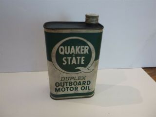 Vintage Quaker State Duplex Outboard Motor Oil Can - One Quart Oil City