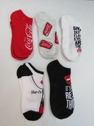 Coca - Cola Womens Ladies 5 Pack Of No - Show Socks Size 9 - 11 Shoe Size 4 - 10