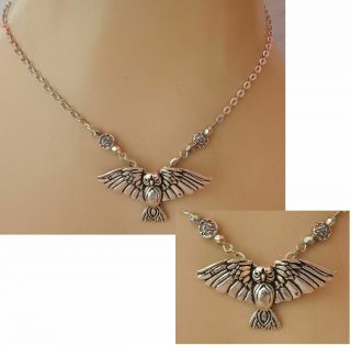 Necklace Owl Pendant Silver Jewelry Handmade Women Fashion Chain Celtic