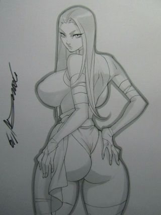 Psylocke Girl Sexy Busty Sketch Pinup - Daikon Art
