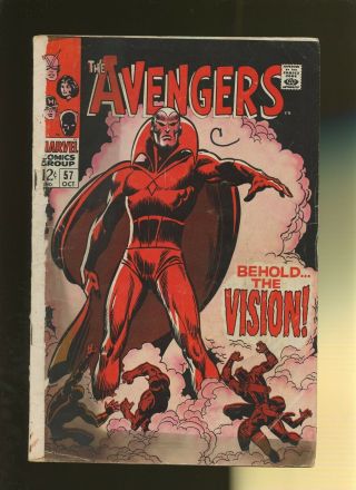 Avengers 57 Gd 2.  0 1 Book 1st Silver Age Vision Roy Thomas & John Buscema