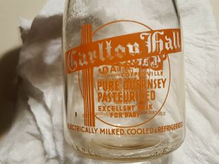Carlton Hall Dairy Coffyville Kansas Ks One Quart Glass Milk Bottle