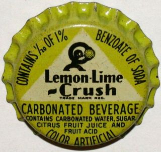 Vintage Soda Pop Bottle Cap Lemon Lime Crush With Crushy Cork Old Stock